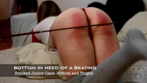Bottom in need of a Beating - Smoked Junior Cane -Bottom and Thighs  - 1080p