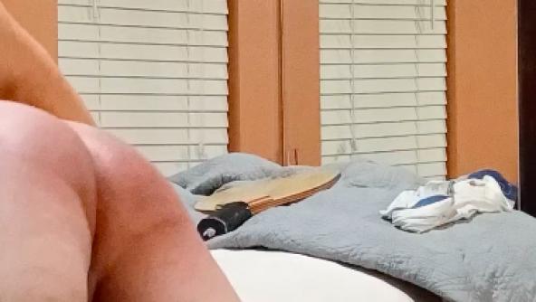 Alan Receives Bare Bottom Paddling and Spanking While Straddled Over Annie's Knee
