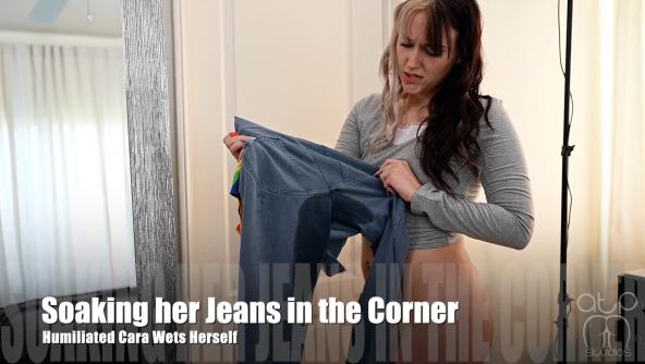 Soaking her Jeans in the Corner - Cara Wets Herself - 1080p
