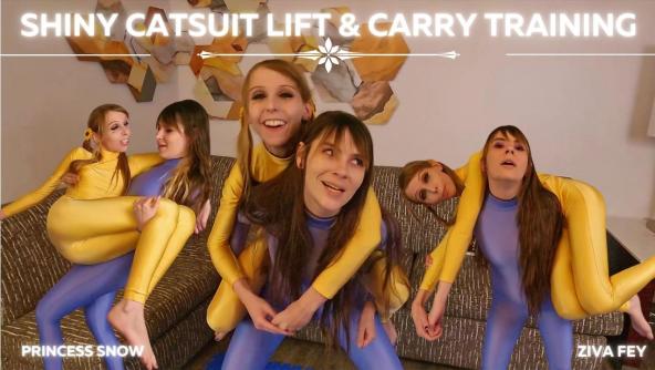 HD/ Ziva Fey - Shiny Catsuit Lift And Carry Training With Princess Snow