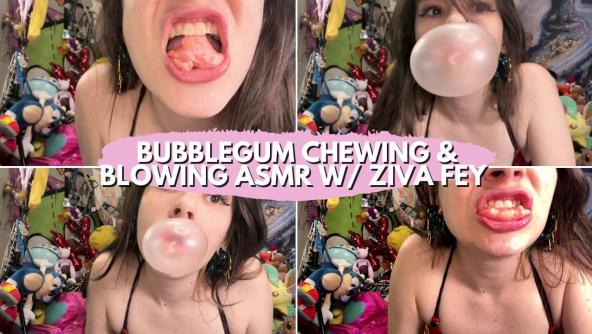 4K/ Ziva Fey - Bubblegum Blowing ASMR 10 Minute CLIP