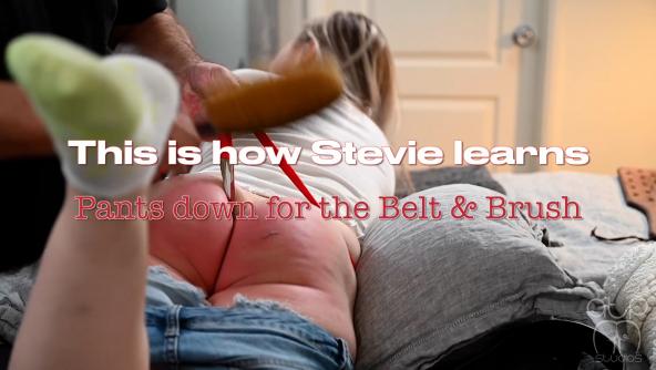 This is how Stevie Learns - Pants down for the Belt and Brush - 1080p