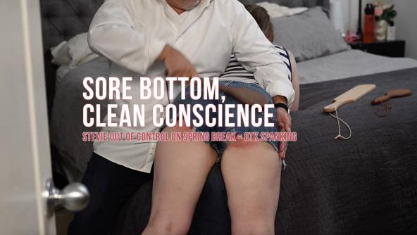 Sore Bottom, Clean Conscience - Stevie out of control on Spring Break -OTK Spanking HD 1080p Mov
