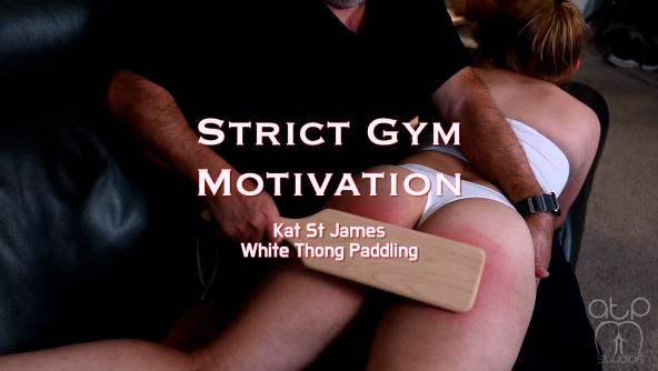 Strict Gym Motivation - White Thong Paddling OTK Kat St James - 720p